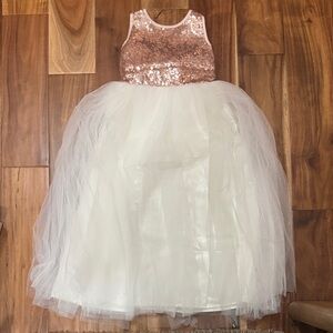 Sequin Top White Tulle Kids Dress